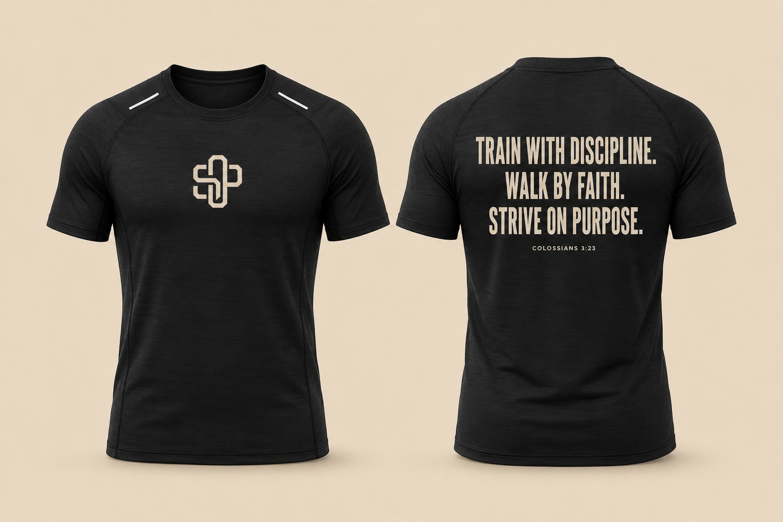 Signature Training Tee in black and bone