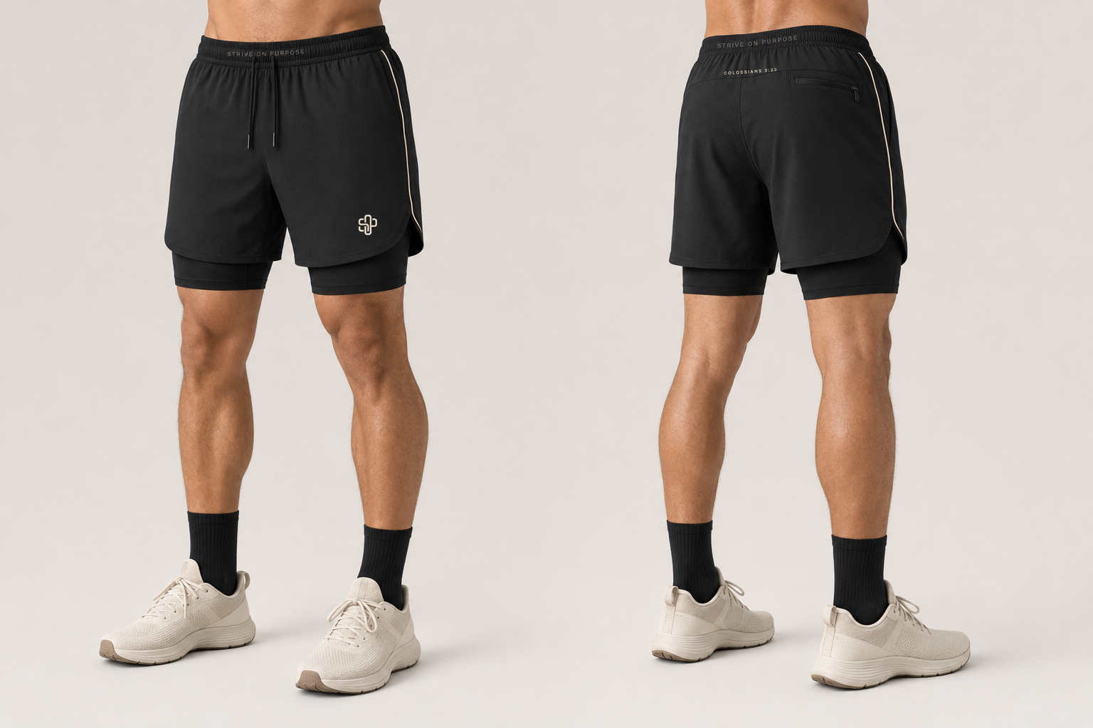 SOP Training Shorts in black and bone